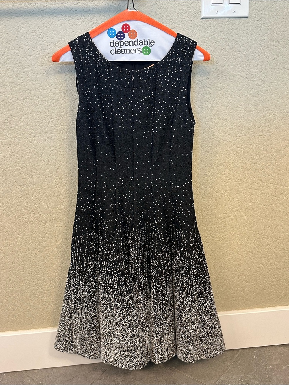 Eliza J Black Dress with White Speckled Ombre